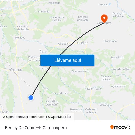 Bernuy De Coca to Campaspero map