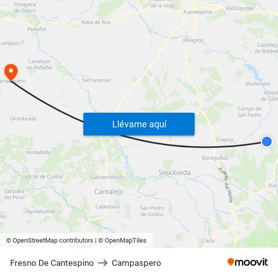 Fresno De Cantespino to Campaspero map