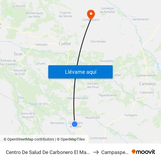 Centro De Salud De Carbonero El Mayor to Campaspero map