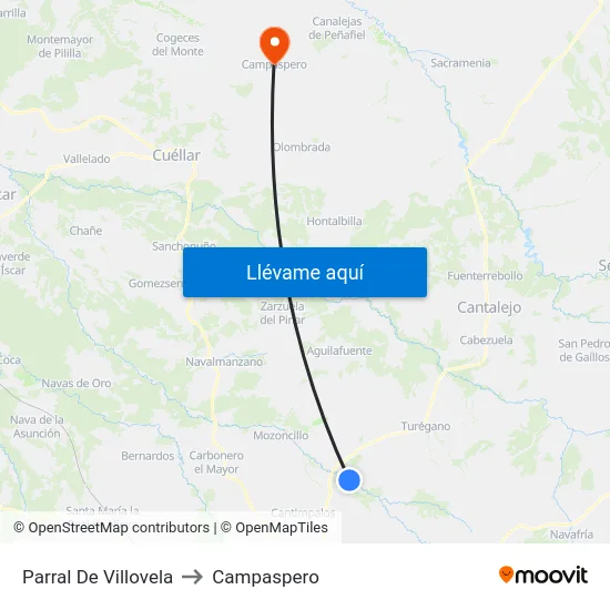 Parral De Villovela to Campaspero map