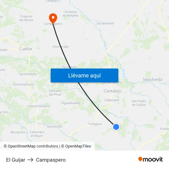 El Guijar to Campaspero map