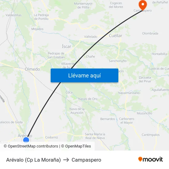 Arévalo (Cp La Moraña) to Campaspero map