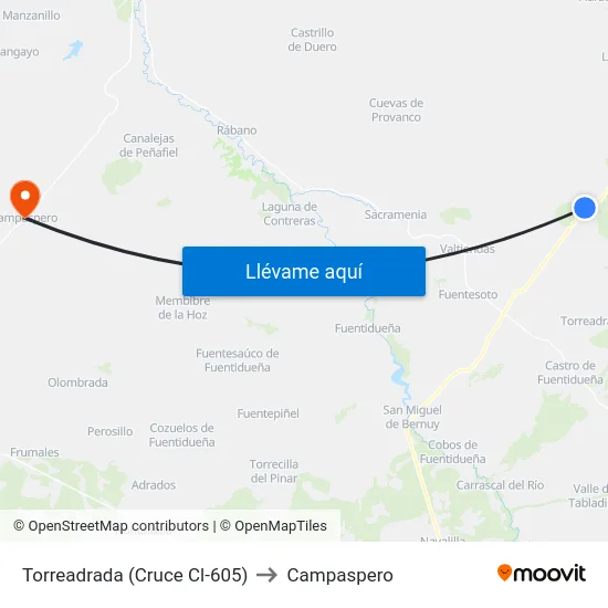 Torreadrada (Cruce Cl-605) to Campaspero map