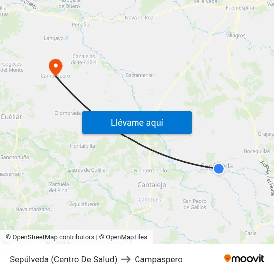 Sepúlveda (Centro De Salud) to Campaspero map