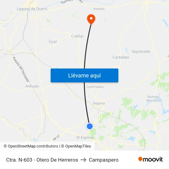 Ctra. N-603 - Otero De Herreros to Campaspero map