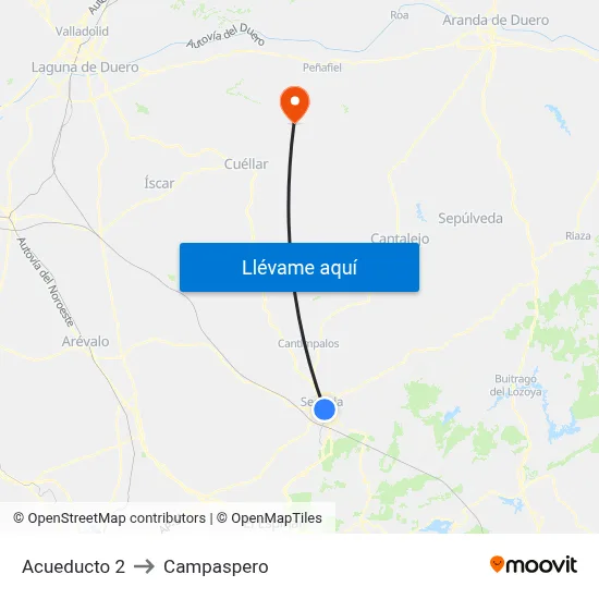 Acueducto 2 to Campaspero map