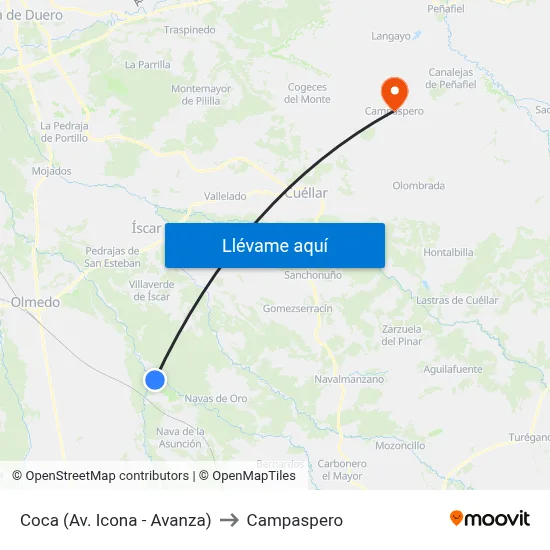 Coca (Av. Icona - Avanza) to Campaspero map