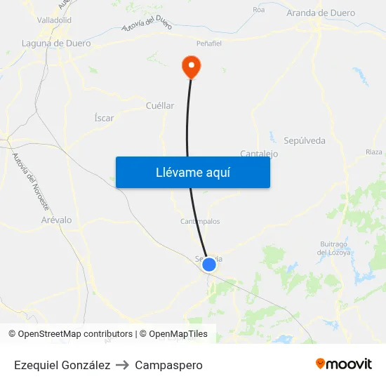 Ezequiel González to Campaspero map