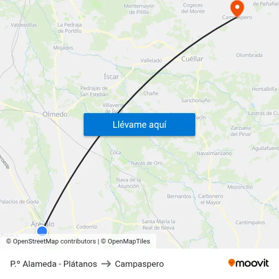 P.º Alameda - Plátanos to Campaspero map