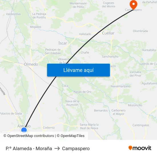 P.º Alameda - Moraña to Campaspero map
