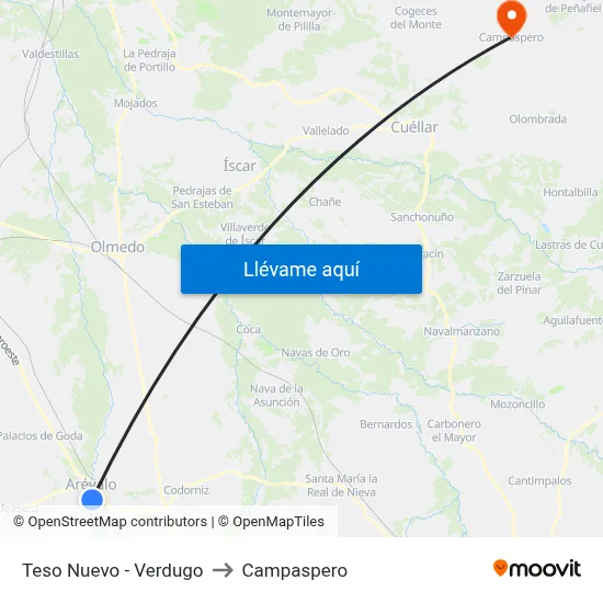 Teso Nuevo - Verdugo to Campaspero map