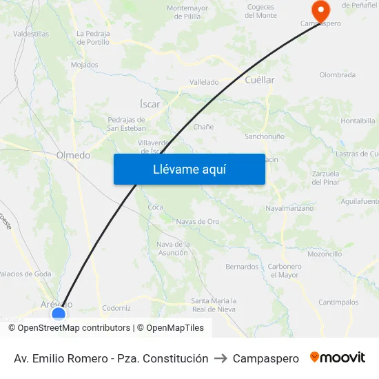 Av. Emilio Romero - Pza. Constitución to Campaspero map