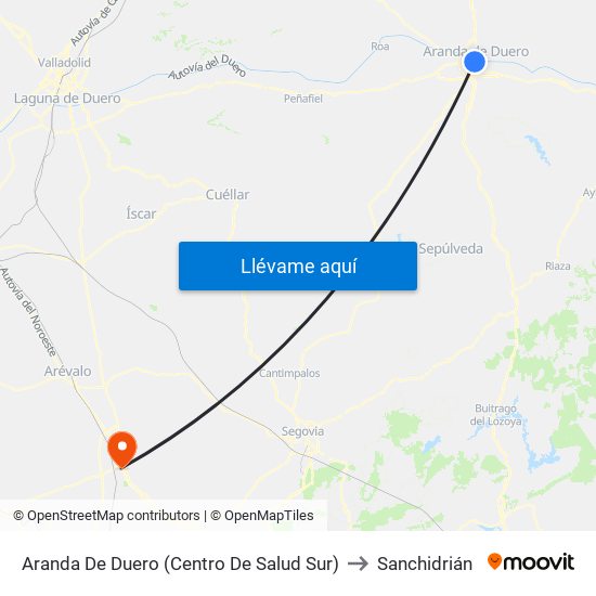 Aranda De Duero (Centro De Salud Sur) to Sanchidrián map