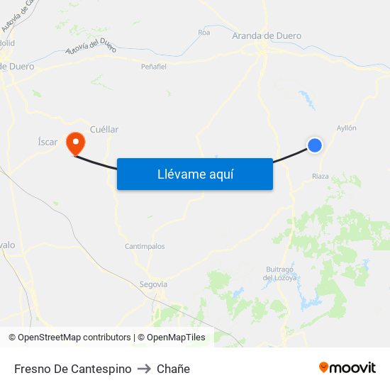 Fresno De Cantespino to Chañe map