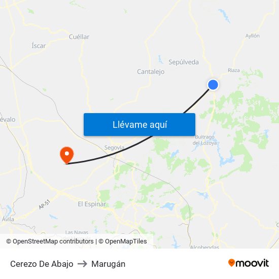 Cerezo De Abajo to Marugán map