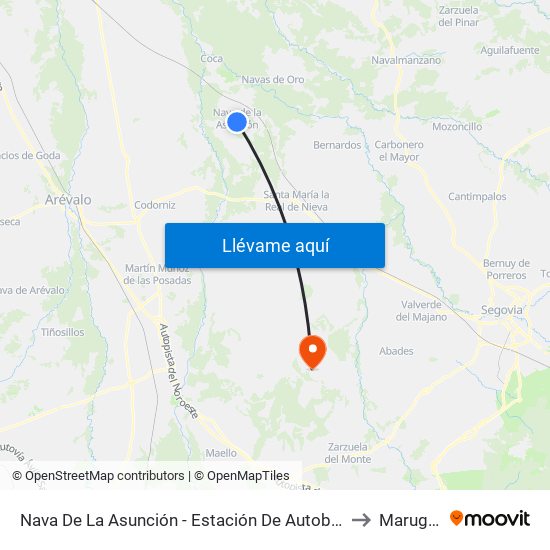 Nava De La Asunción - Estación De Autobuses to Marugán map