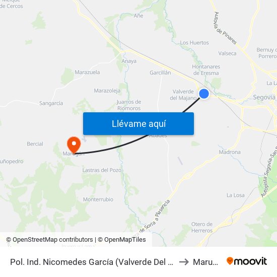 Pol. Ind. Nicomedes García (Valverde Del Majano) to Marugán map