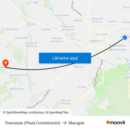 Trescasas (Plaza Constitución) to Marugán map