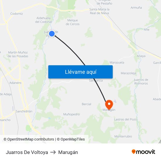 Juarros De Voltoya to Marugán map