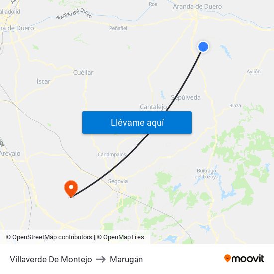 Villaverde De Montejo to Marugán map