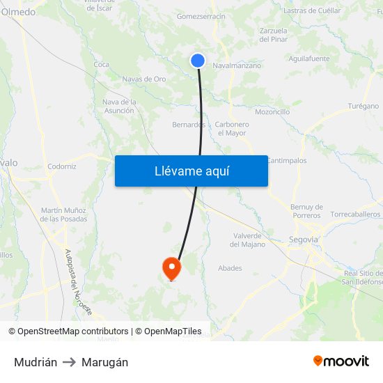 Mudrián to Marugán map