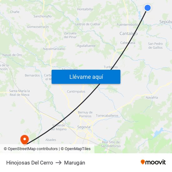 Hinojosas Del Cerro to Marugán map