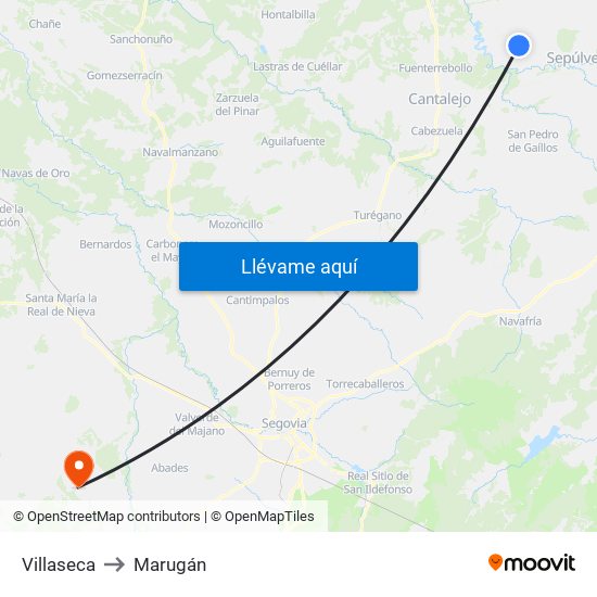 Villaseca to Marugán map