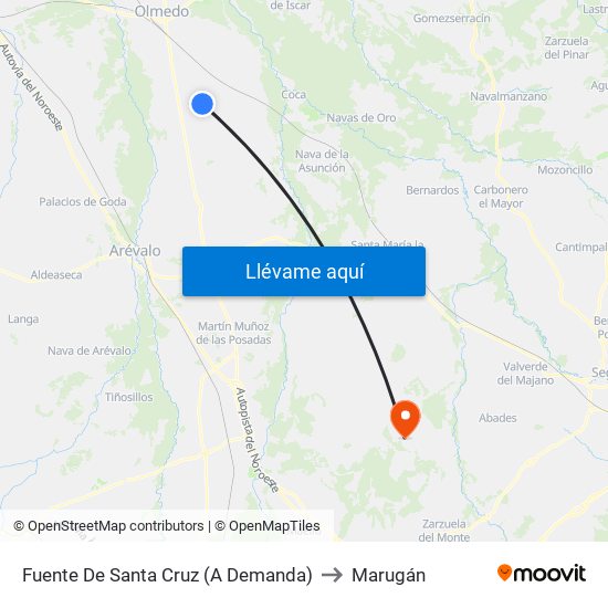 Fuente De Santa Cruz (A Demanda) to Marugán map