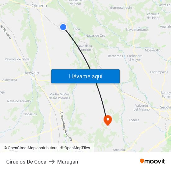 Ciruelos De Coca to Marugán map