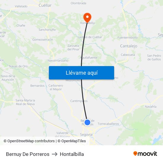 Bernuy De Porreros to Hontalbilla map