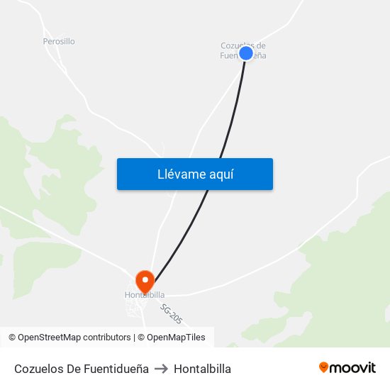 Cozuelos De Fuentidueña to Hontalbilla map