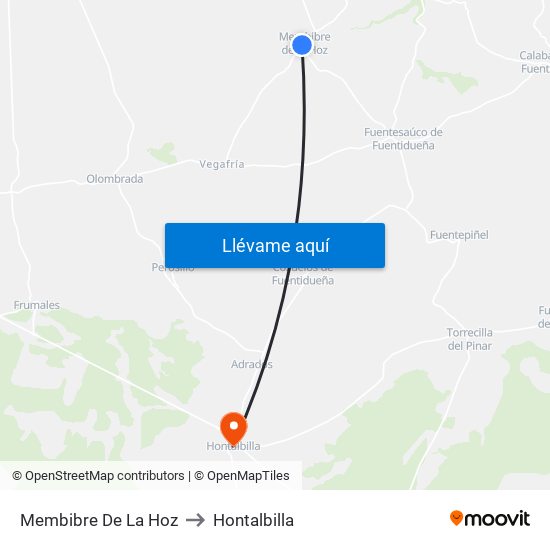 Membibre De La Hoz to Hontalbilla map