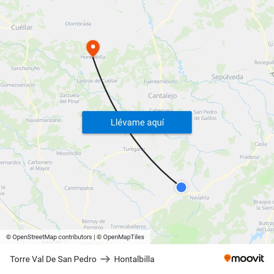 Torre Val De San Pedro to Hontalbilla map