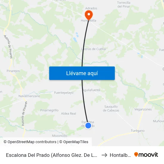 Escalona Del Prado (Alfonso Glez. De La Hoz) to Hontalbilla map