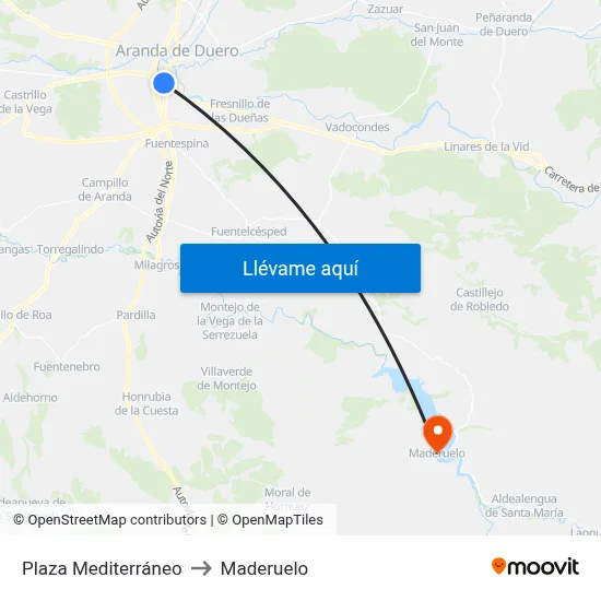 Plaza Mediterráneo to Maderuelo map