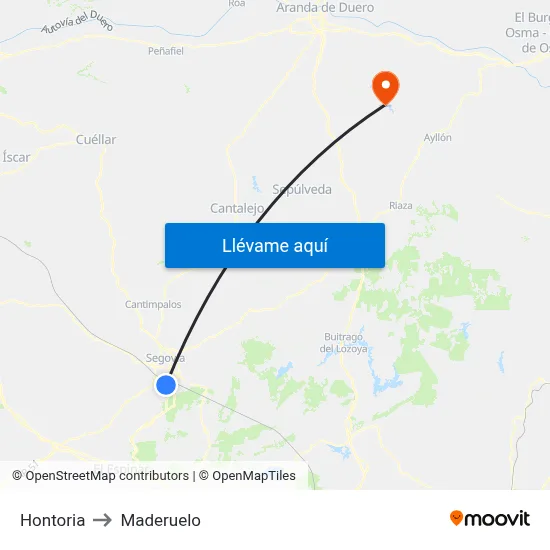 Hontoria to Maderuelo map
