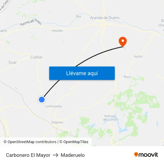 Carbonero El Mayor to Maderuelo map