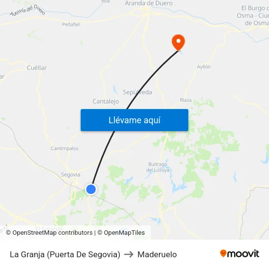 La Granja (Puerta De Segovia) to Maderuelo map