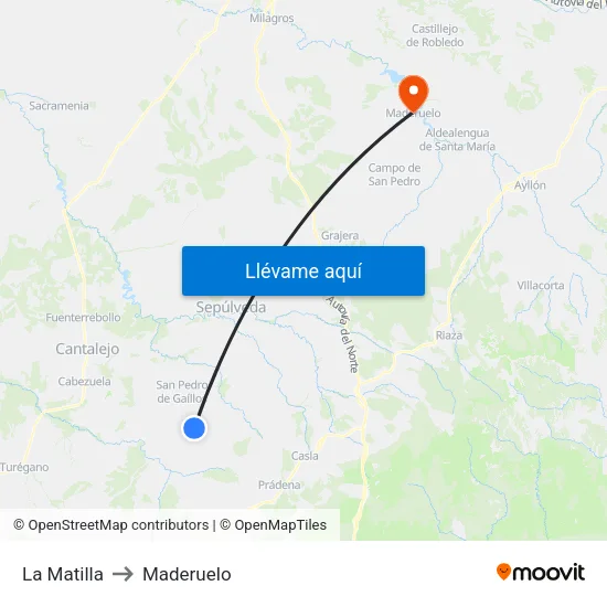 La Matilla to Maderuelo map
