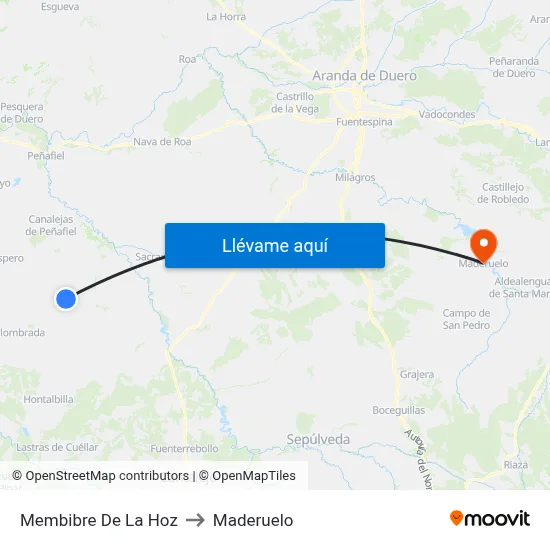 Membibre De La Hoz to Maderuelo map