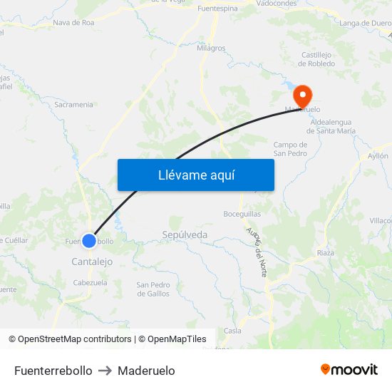 Fuenterrebollo to Maderuelo map