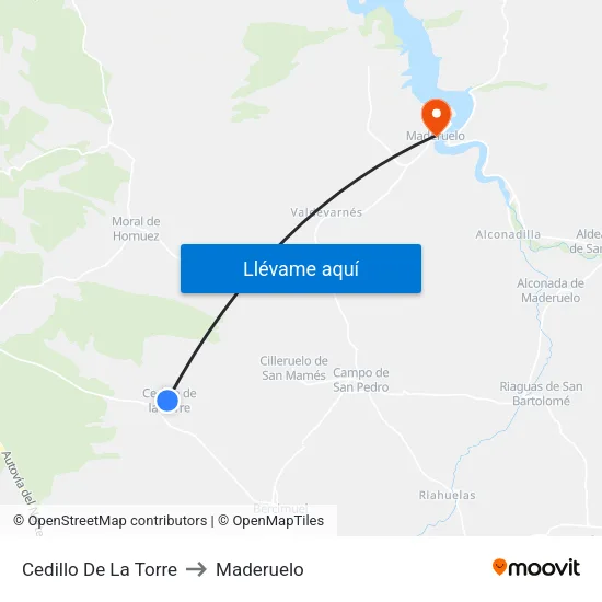 Cedillo De La Torre to Maderuelo map
