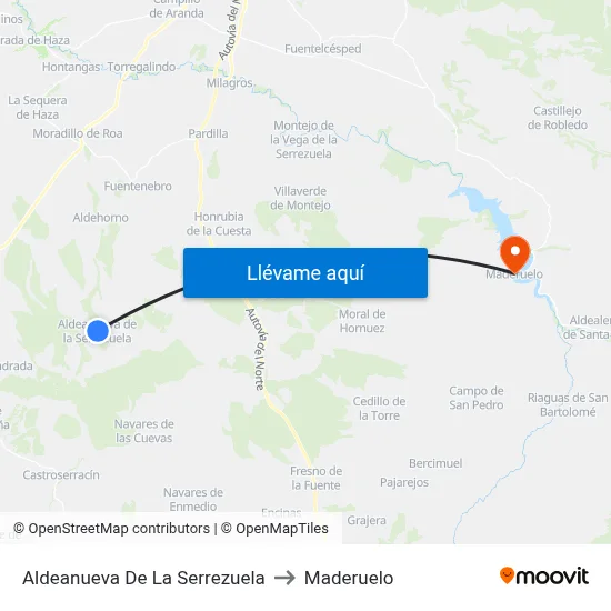 Aldeanueva De La Serrezuela to Maderuelo map