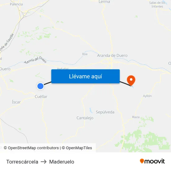 Torrescárcela to Maderuelo map