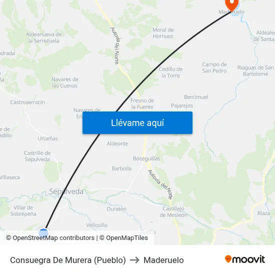 Consuegra De Murera (Pueblo) to Maderuelo map