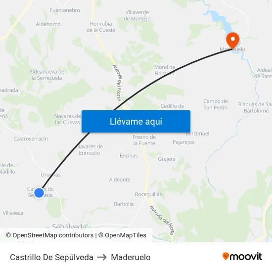 Castrillo De Sepúlveda to Maderuelo map