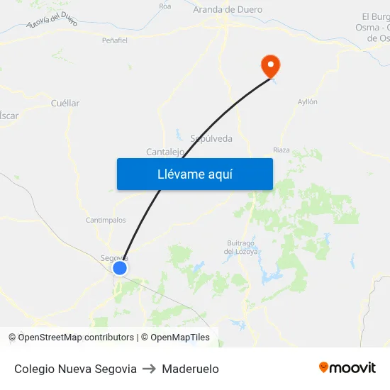 Colegio Nueva Segovia to Maderuelo map