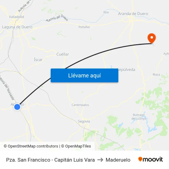 Pza. San Francisco - Capitán Luis Vara to Maderuelo map