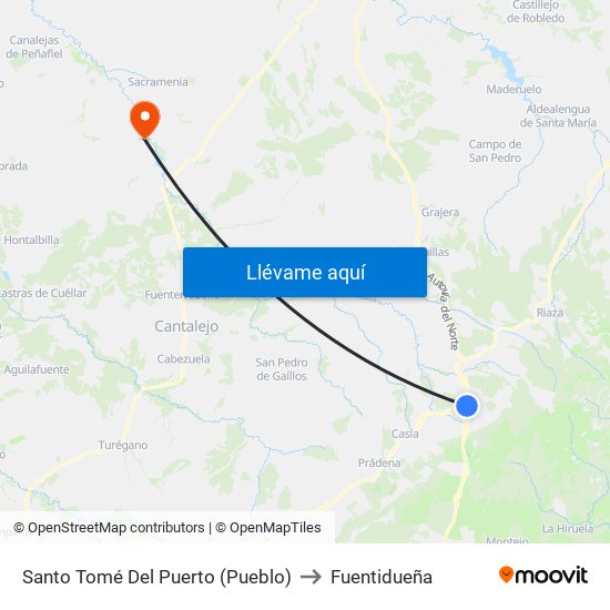 Santo Tomé Del Puerto (Pueblo) to Fuentidueña map