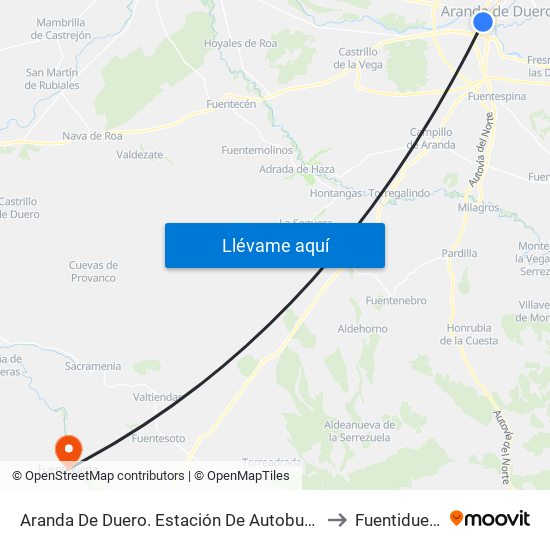 Aranda De Duero. Estación De Autobuses. to Fuentidueña map